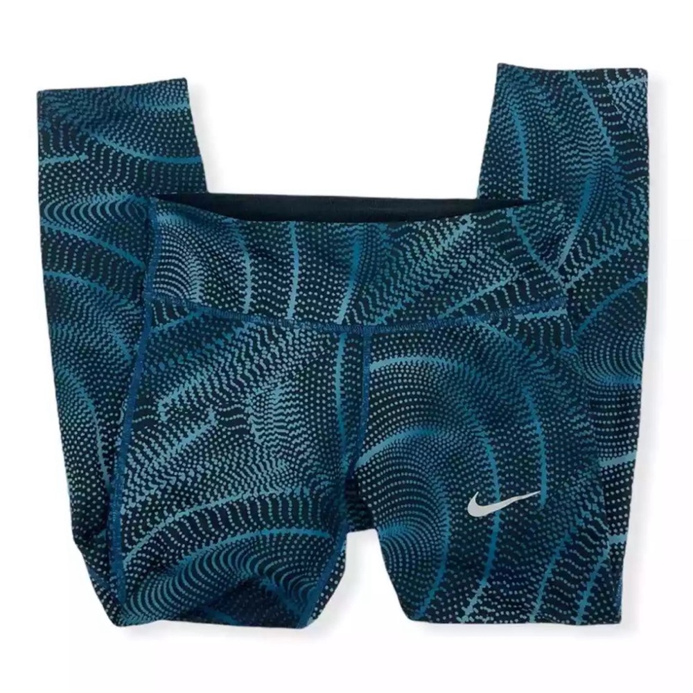Nike Dri-Fit Blue Dot Swirl Pattern Crop Yoga
Running Leggings S
